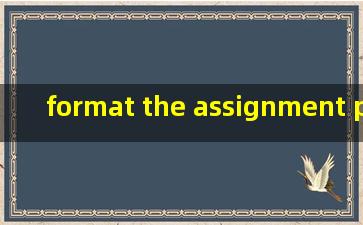 format the assignment properly什么意思