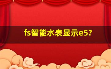 fs智能水表显示e5?