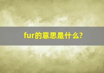 fur的意思是什么?