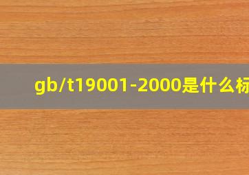 gb/t19001-2000是什么标准