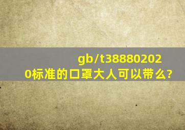 gb/t388802020标准的口罩大人可以带么?