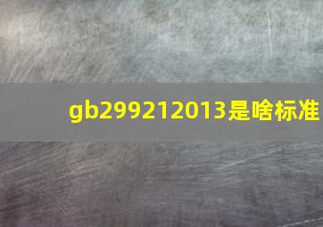 gb299212013是啥标准