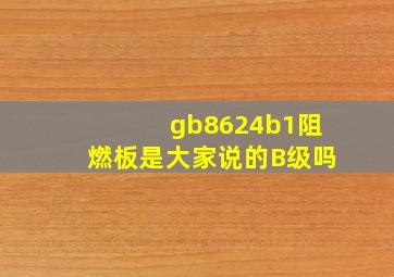 gb8624b1阻燃板是大家说的B级吗