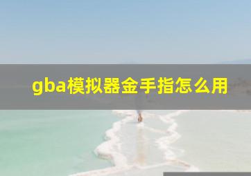 gba模拟器金手指怎么用