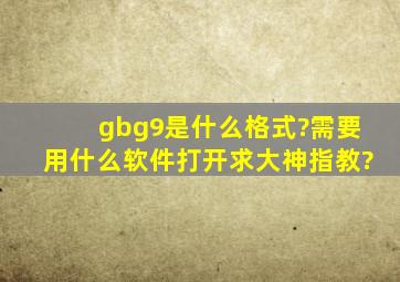 gbg9是什么格式?需要用什么软件打开。求大神指教?