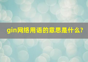 gin网络用语的意思是什么?