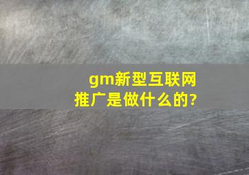 gm新型互联网推广是做什么的?