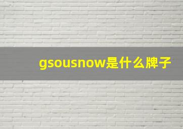 gsousnow是什么牌子