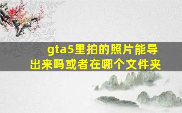 gta5里拍的照片能导出来吗或者在哪个文件夹