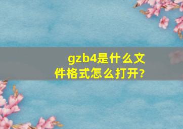 gzb4是什么文件格式怎么打开?