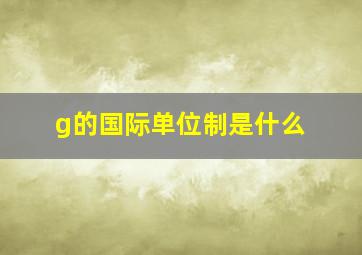 g的国际单位制是什么