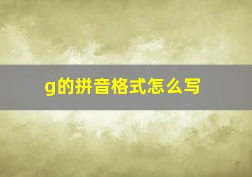 g的拼音格式怎么写 