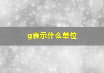 g表示什么单位