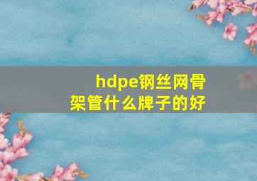 hdpe钢丝网骨架管什么牌子的好