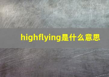 highflying是什么意思