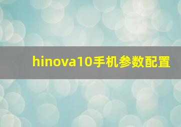 hinova10手机参数配置