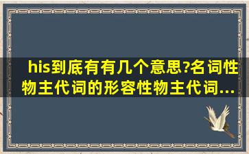 his到底有有几个意思?名词性物主代词的、形容性物主代词......