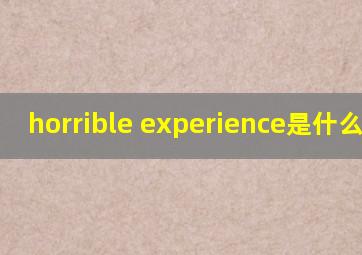 horrible experience是什么意思