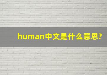 human中文是什么意思?