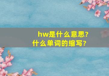 hw是什么意思?什么单词的缩写?