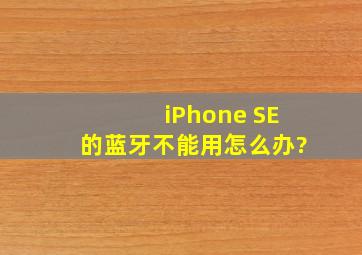 iPhone SE的蓝牙不能用怎么办?