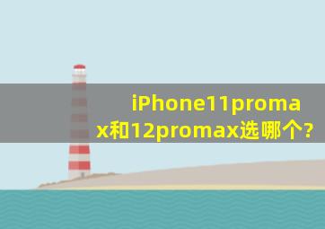 iPhone11promax和12promax选哪个?