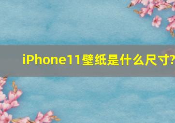 iPhone11壁纸是什么尺寸?