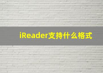 iReader支持什么格式