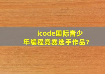 icode国际青少年编程竞赛选手作品?