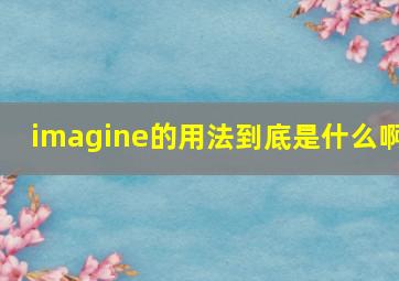 imagine的用法到底是什么啊