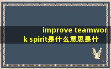 improve teamwork spirit是什么意思是什么