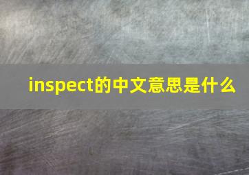 inspect的中文意思是什么(