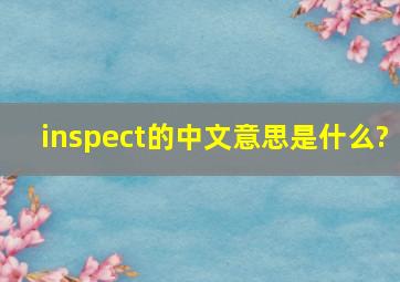 inspect的中文意思是什么?