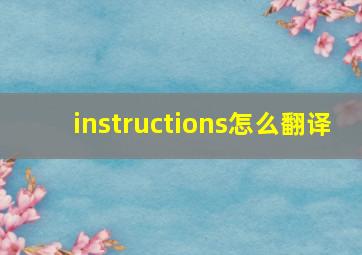 instructions怎么翻译