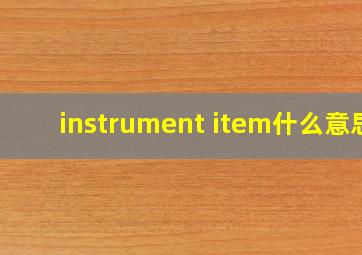 instrument item什么意思