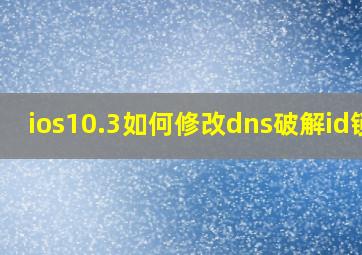 ios10.3如何修改dns破解id锁?