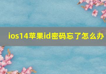 ios14苹果id密码忘了怎么办