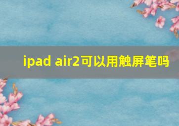 ipad air2可以用触屏笔吗