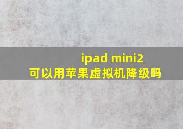 ipad mini2可以用苹果虚拟机降级吗