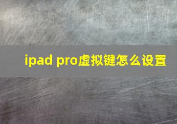 ipad pro虚拟键怎么设置
