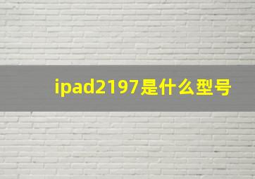 ipad2197是什么型号(