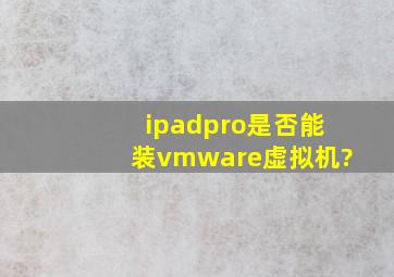 ipadpro是否能装vmware虚拟机?