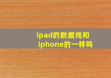 ipad的数据线和iphone的一样吗