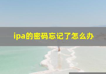 ipa的密码忘记了怎么办