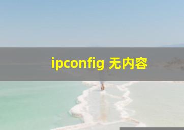 ipconfig 无内容