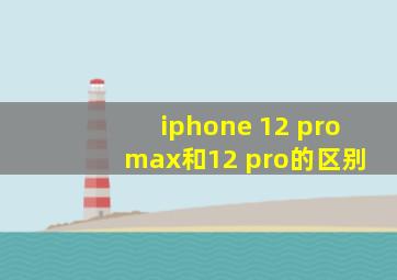 iphone 12 pro max和12 pro的区别