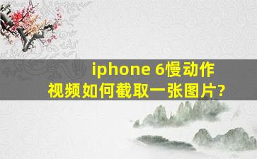 iphone 6慢动作视频如何截取一张图片?