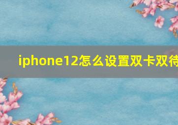 iphone12怎么设置双卡双待