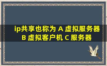 ip共享也称为 A 虚拟服务器 B 虚拟客户机 C 服务器 D 客户机 谢谢了哦