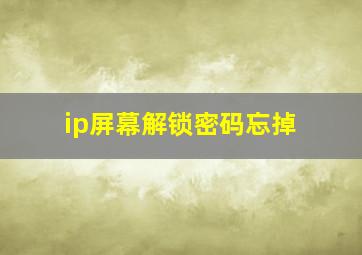 ip屏幕解锁密码忘掉